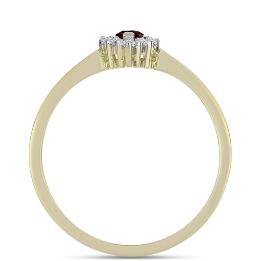 Pierścionek srebrny pozłacany z granatem i białym topazem