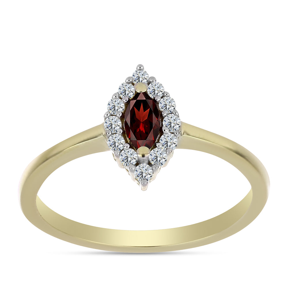 Pierścionek srebrny pozłacany z granatem i białym topazem 3 