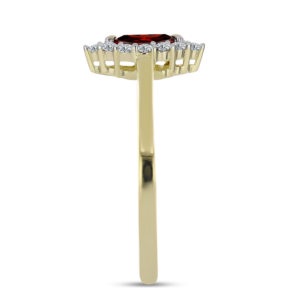 Pierścionek srebrny pozłacany z granatem i białym topazem 4 