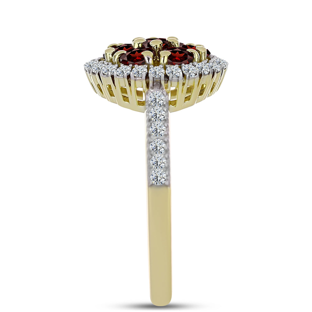 Pierścionek srebrny pozłacany z granatem i białym topazem 4 