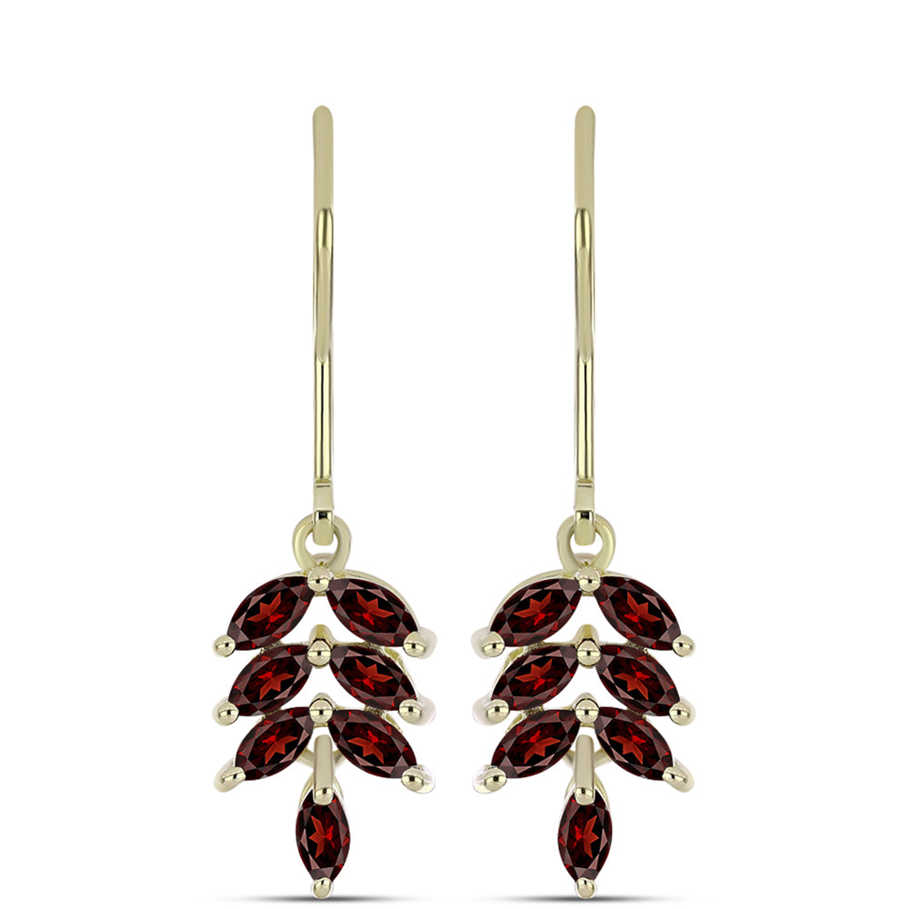 Kolczyki srebrne pozłacane z granatem 1 