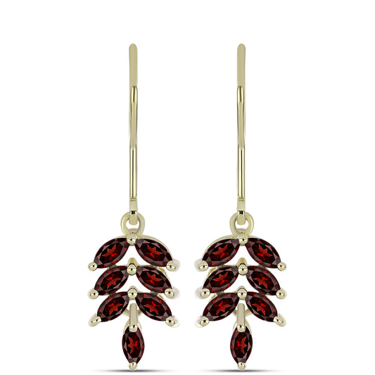 Kolczyki srebrne pozłacane z granatem