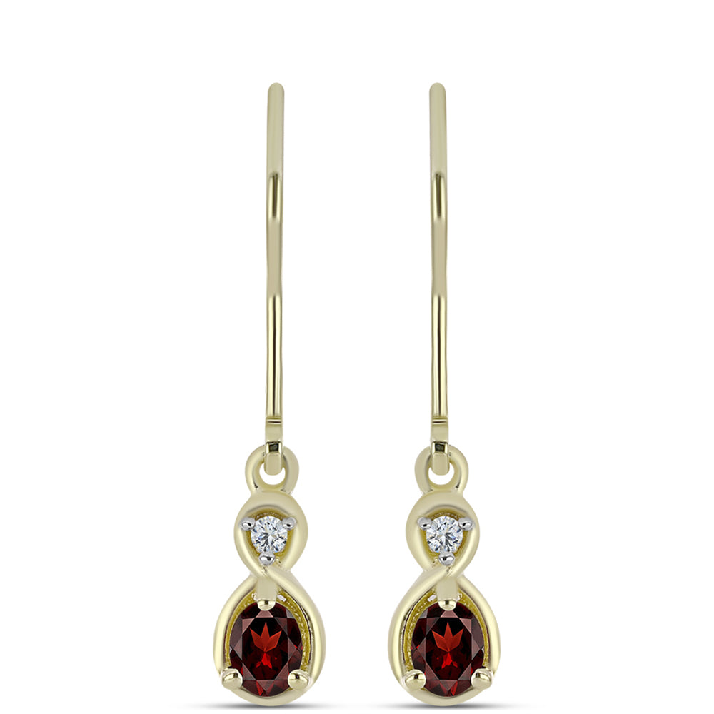 Kolczyki srebrne pozłacane z granatem i białym topazem