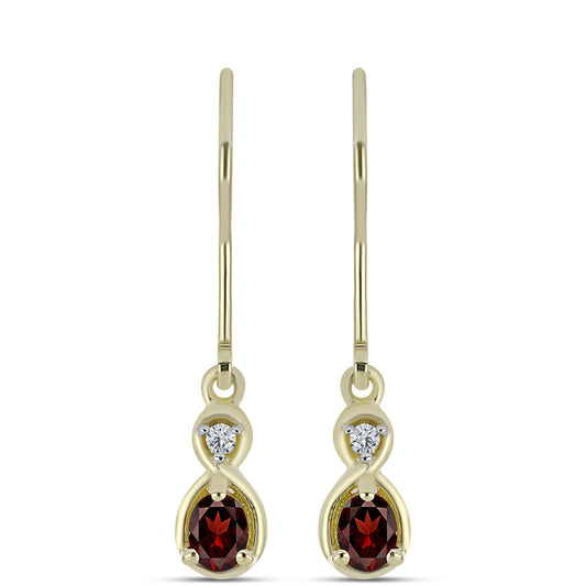 Kolczyki srebrne pozłacane z granatem i białym topazem