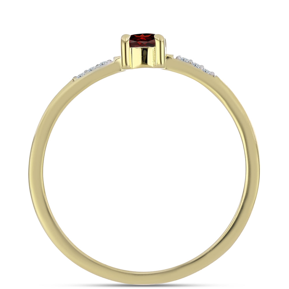 Pierścionek srebrny pozłacany z granatem i białym topazem