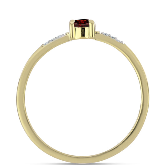 Pierścionek srebrny pozłacany z granatem i białym topazem