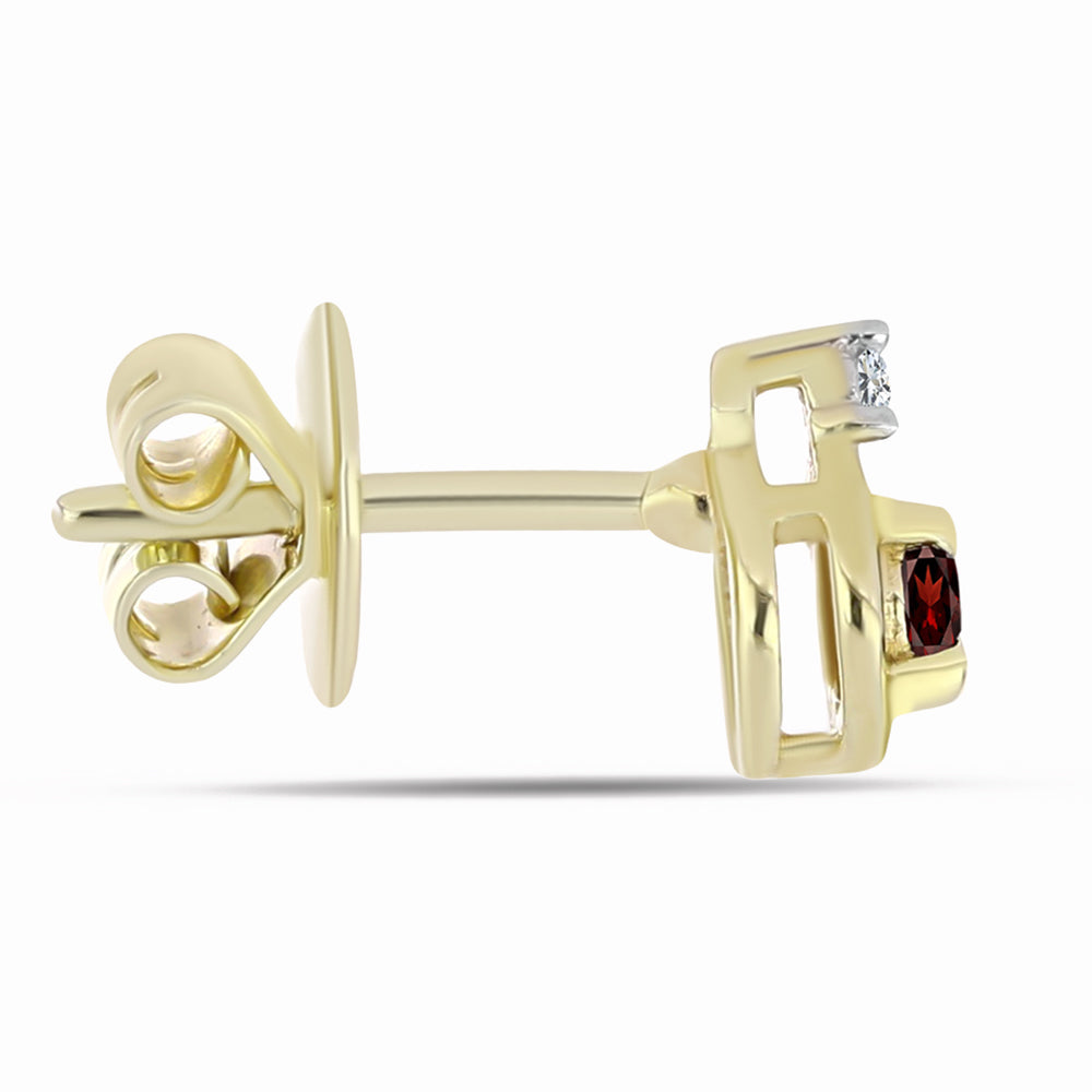 Kolczyki srebrne pozłacane z granatem i białym topazem 2 