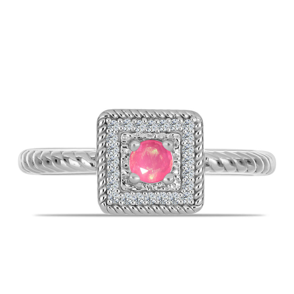 Pierścionek ze srebra próby 925 z różowym opalem i białym topazem 1 