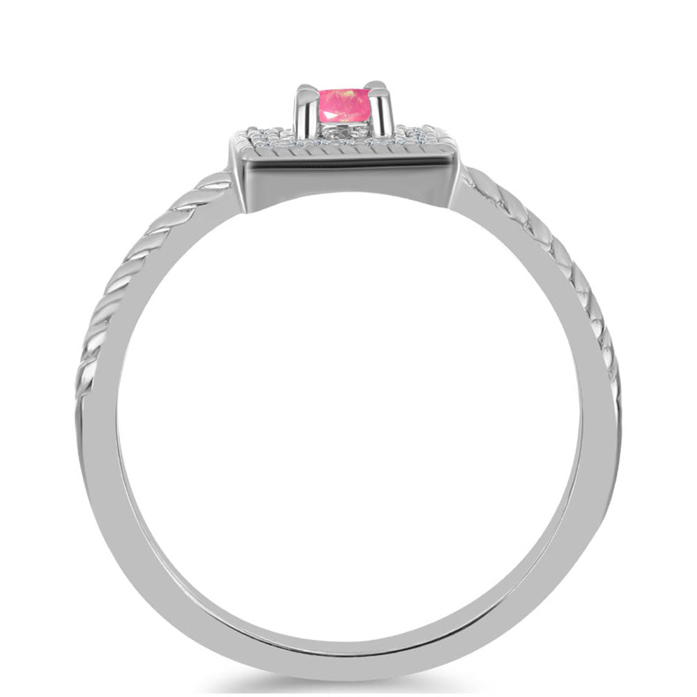 Pierścionek ze srebra próby 925 z różowym opalem i białym topazem 2 