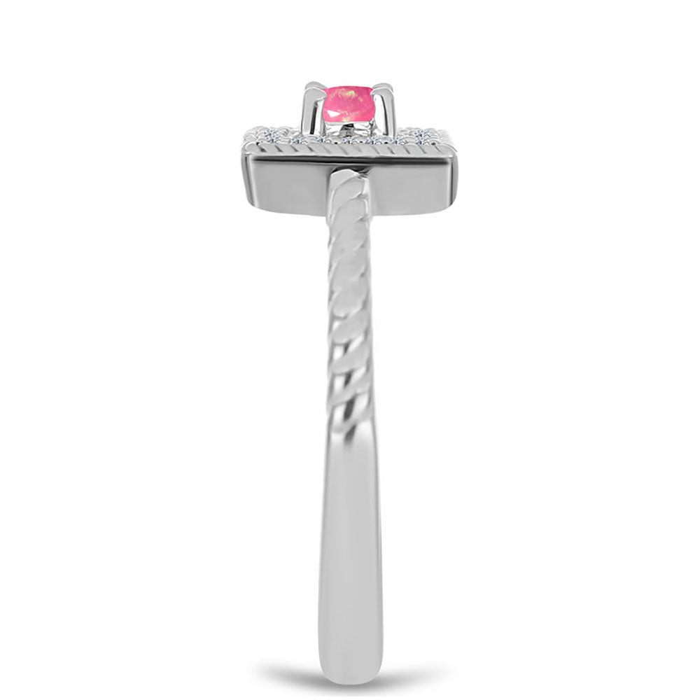 Pierścionek ze srebra próby 925 z różowym opalem i białym topazem 4 