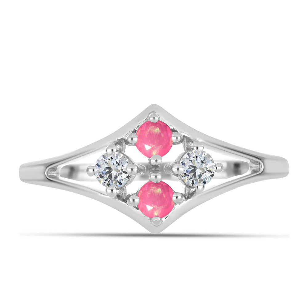 Pierścionek ze srebra próby 925 z różowym opalem i białym topazem