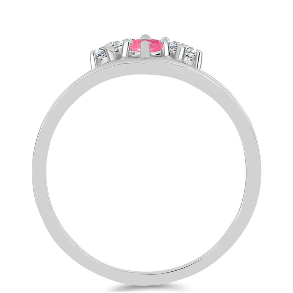 Pierścionek ze srebra próby 925 z różowym opalem i białym topazem