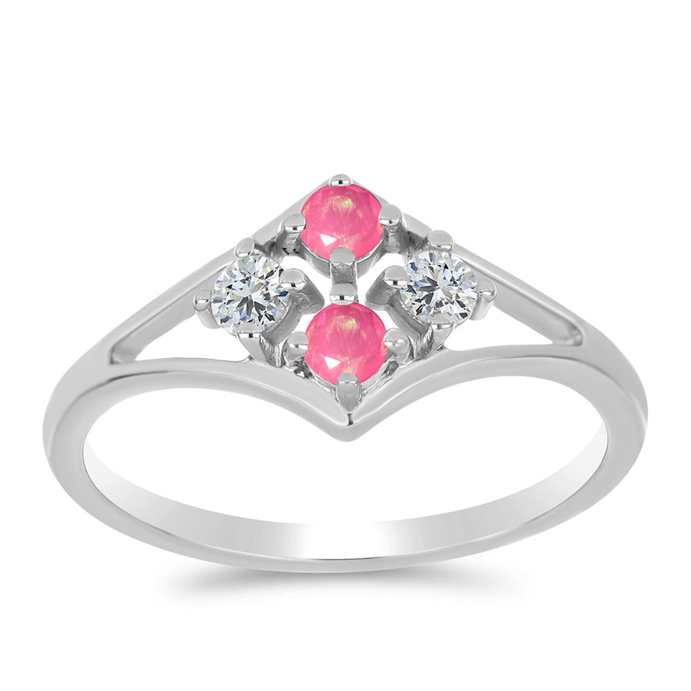 Pierścionek ze srebra próby 925 z różowym opalem i białym topazem