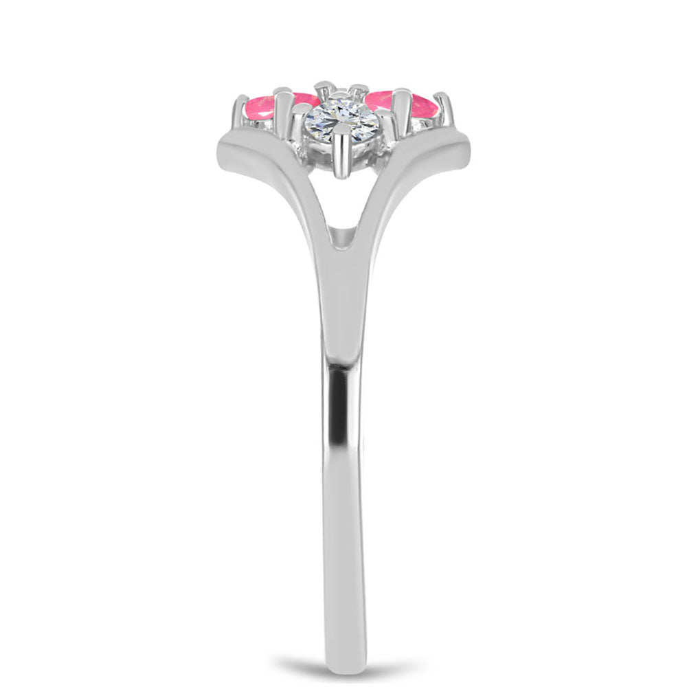 Pierścionek ze srebra próby 925 z różowym opalem i białym topazem 4 