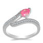 Pierścionek ze srebra próby 925 z różowym opalem i białym topazem