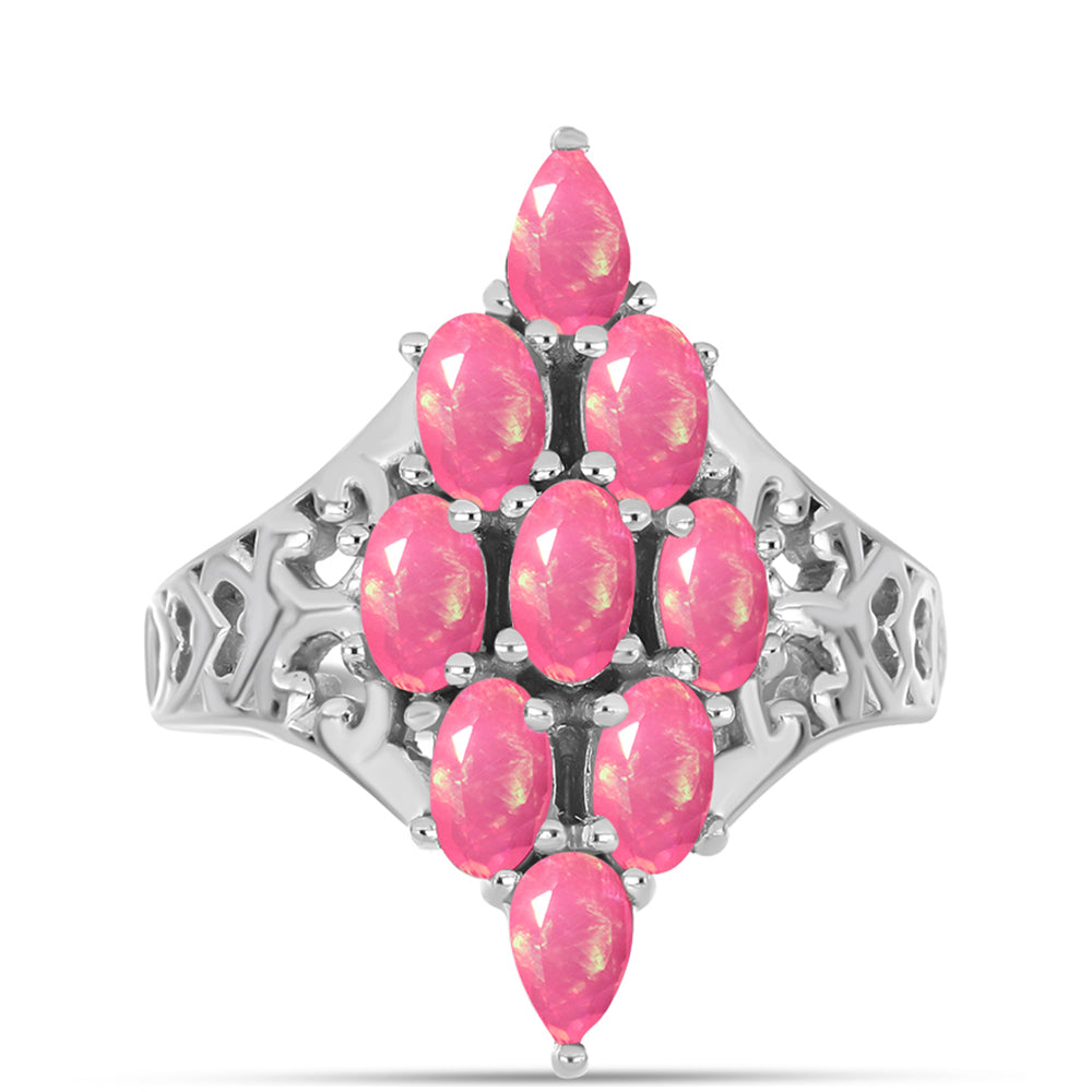 Pierścionek ze srebra próby 925 z różowym opalem