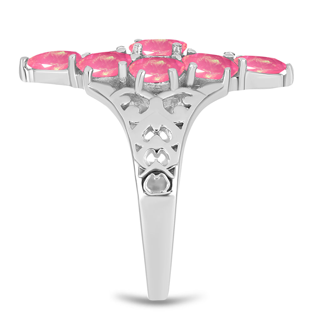 Pierścionek ze srebra próby 925 z różowym opalem 4 