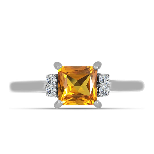 Pierścionek ze srebra próby 925 z imperialnym żółtym topazem i białym topazem