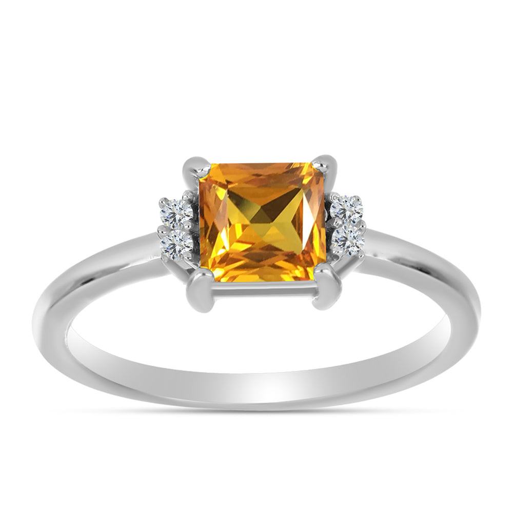Pierścionek ze srebra próby 925 z imperialnym żółtym topazem i białym topazem 3 