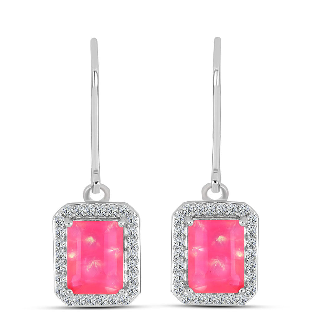 Kolczyki ze srebra próbe 925 z różowym opalem i białym topazem 1 