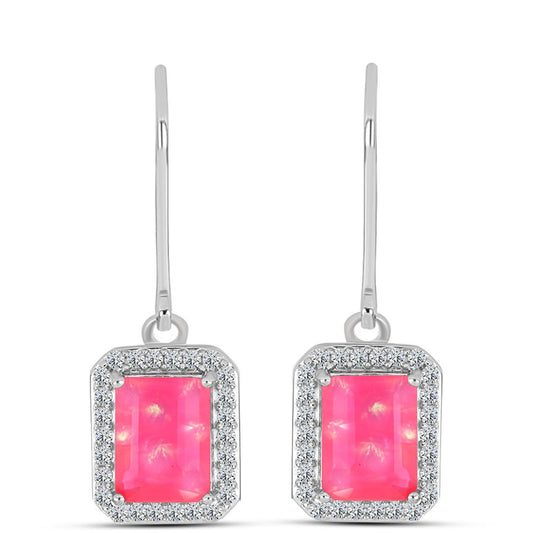 Kolczyki ze srebra próbe 925 z różowym opalem i białym topazem