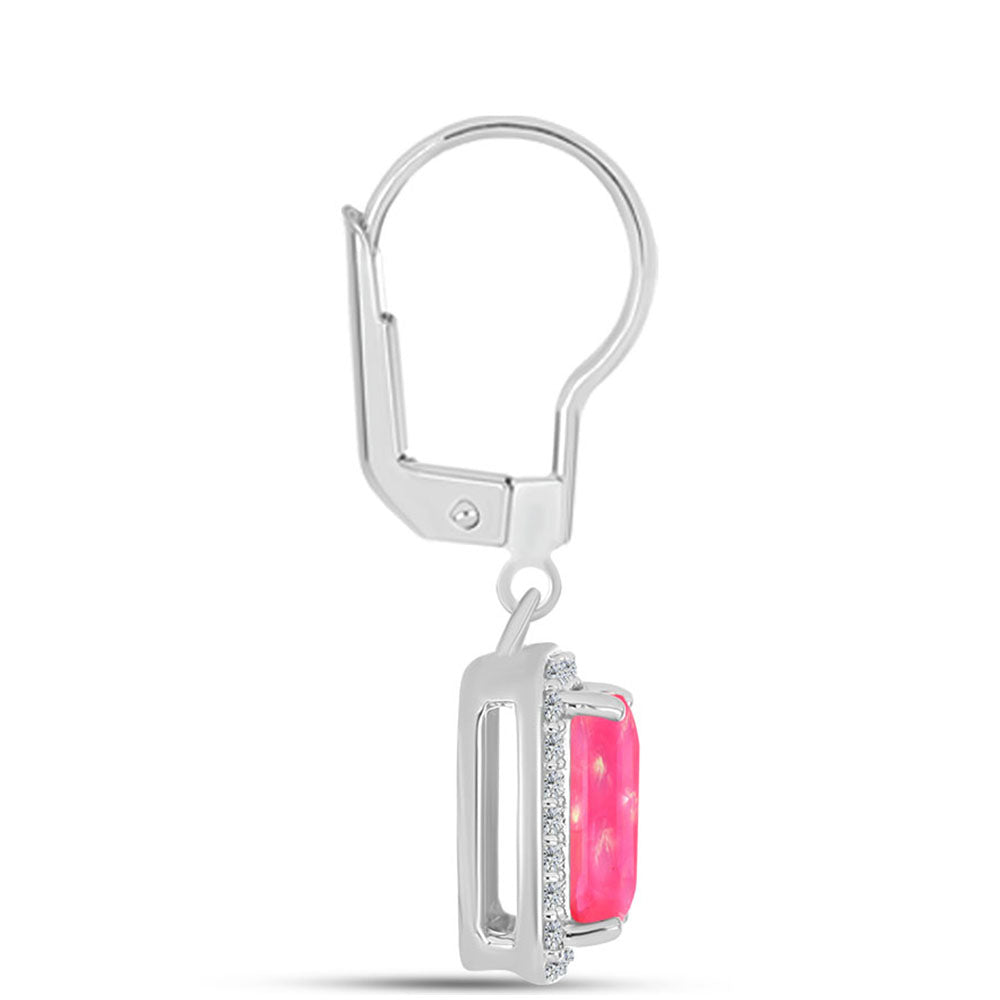 Kolczyki ze srebra próbe 925 z różowym opalem i białym topazem 2 