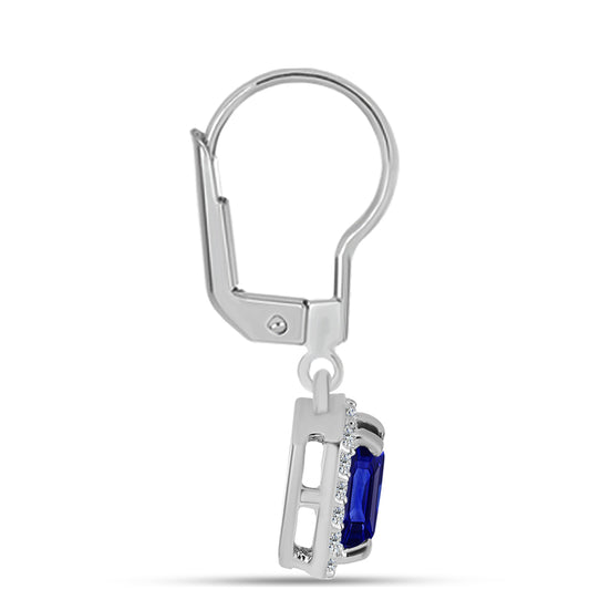 Kolczyki ze srebra próbe 925 z australijskim niebieskim szafirem i białym topazem