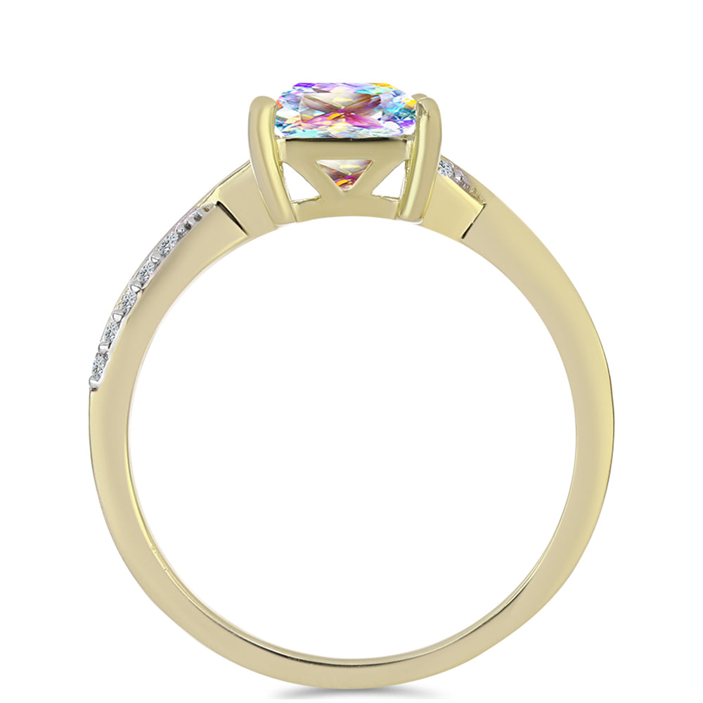 Pierścionek srebrny pozłacany z lodowym moissanitem i białym topazem 2 