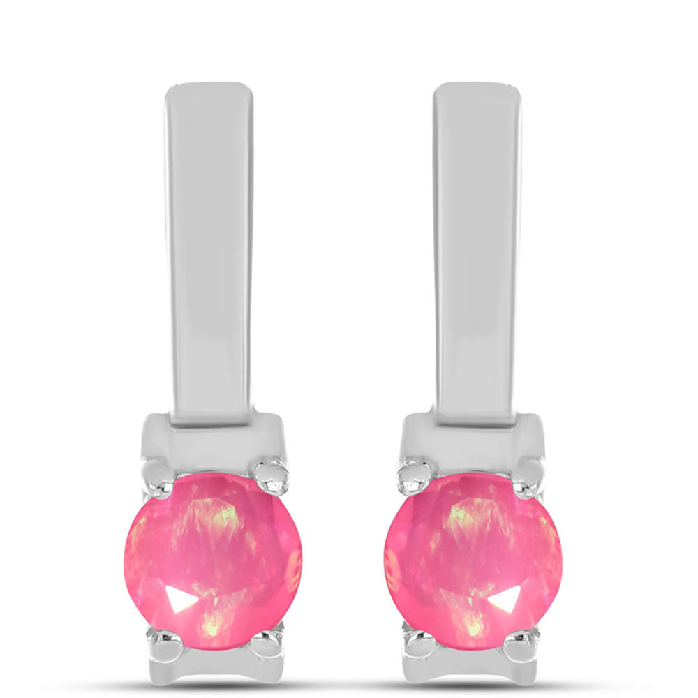 Kolczyki ze srebra próbe 925 z różowym opalem 1 