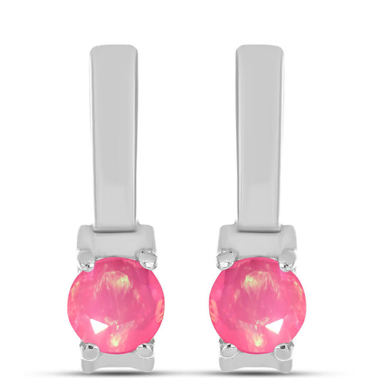 Kolczyki ze srebra próbe 925 z różowym opalem