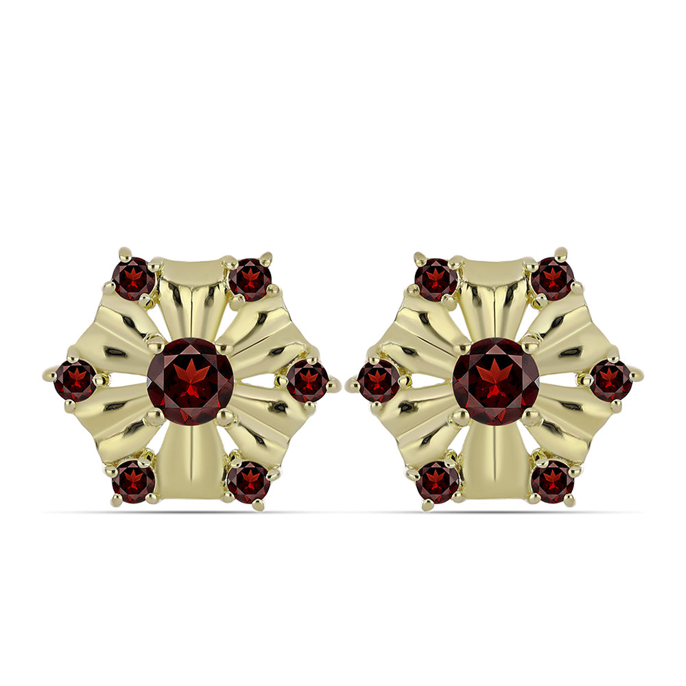 Kolczyki srebrne pozłacane z granatem 1 