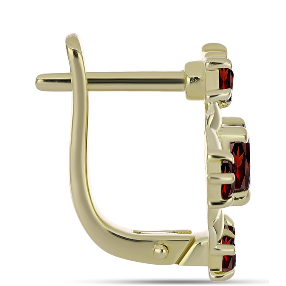 Kolczyki srebrne pozłacane z granatem