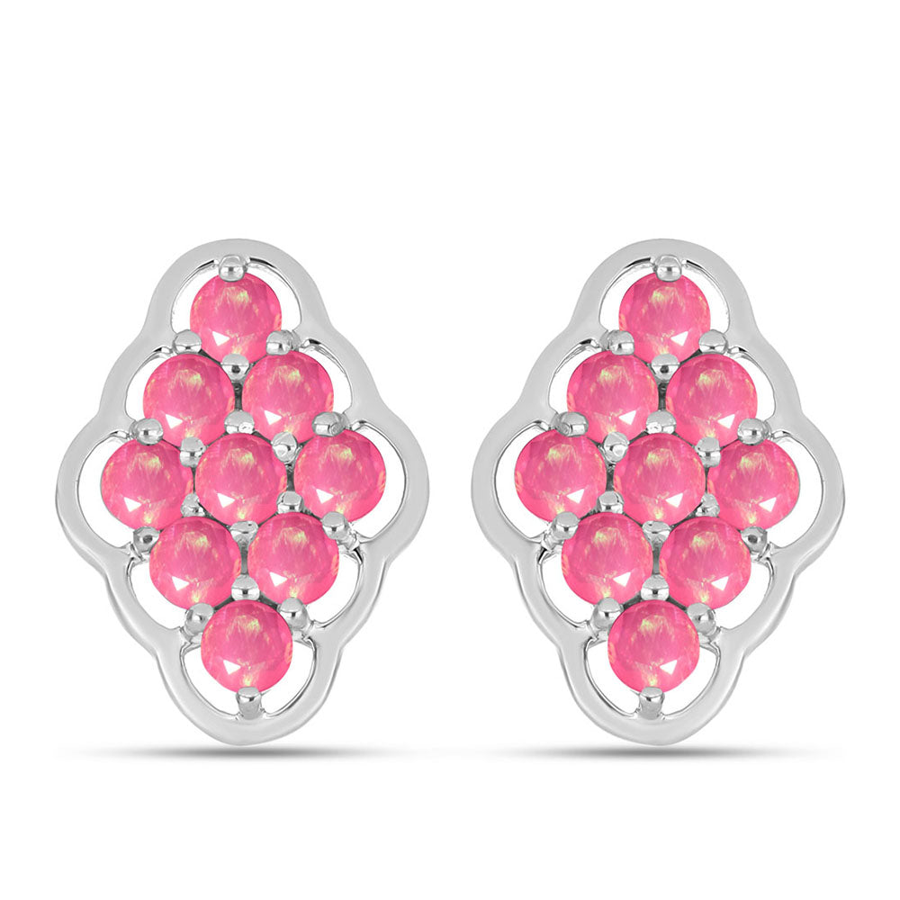 Kolczyki ze srebra próbe 925 z różowym opalem 1 