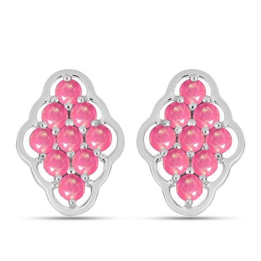 Kolczyki ze srebra próbe 925 z różowym opalem