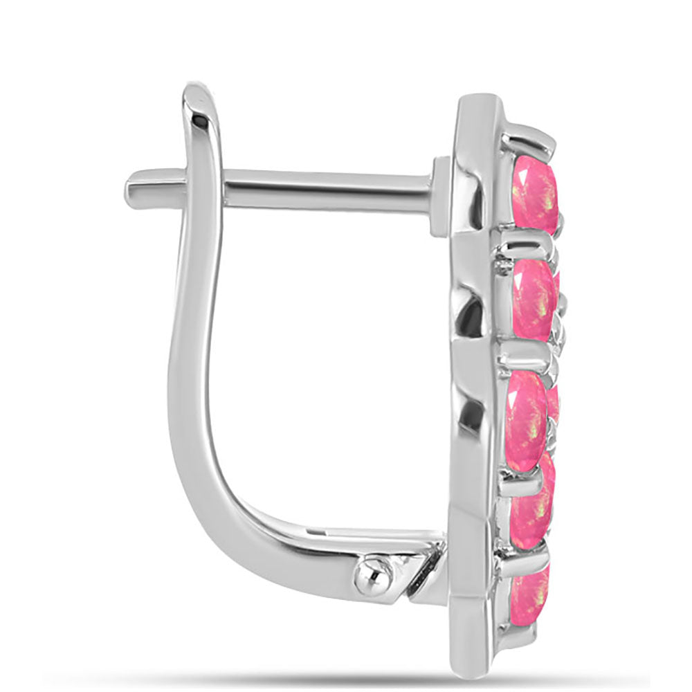 Kolczyki ze srebra próbe 925 z różowym opalem 2 