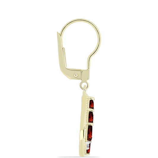 Kolczyki srebrne pozłacane z granatem i białym topazem