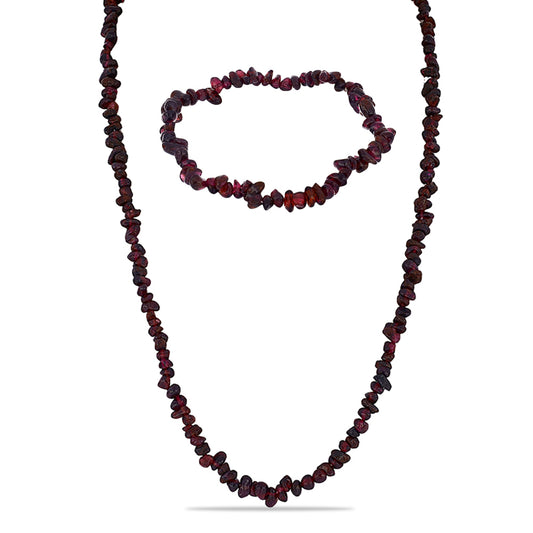 Zestaw bryłka z granatem ( Naszyjnik+Bransoletka )