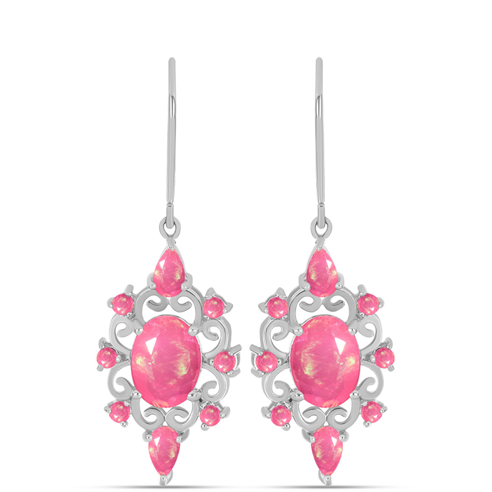 Kolczyki ze srebra próbe 925 z różowym opalem 1 