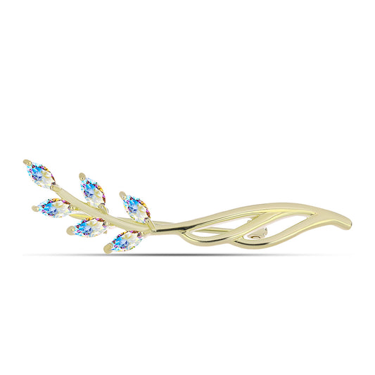 Broszka srebrny pozłacany z lodowym moissanitem