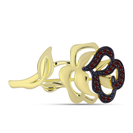 Broszka srebrny pozłacany z granatem