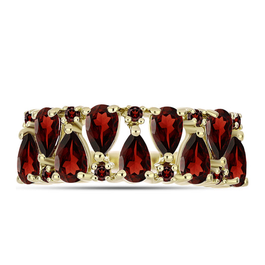 Pierścionek srebrny pozłacany z granatem