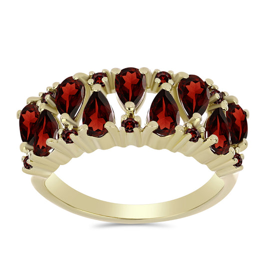 Pierścionek srebrny pozłacany z granatem