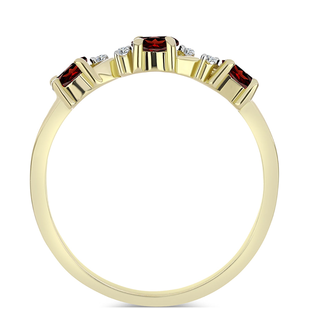 Pierścionek srebrny pozłacany z granatem i białym topazem