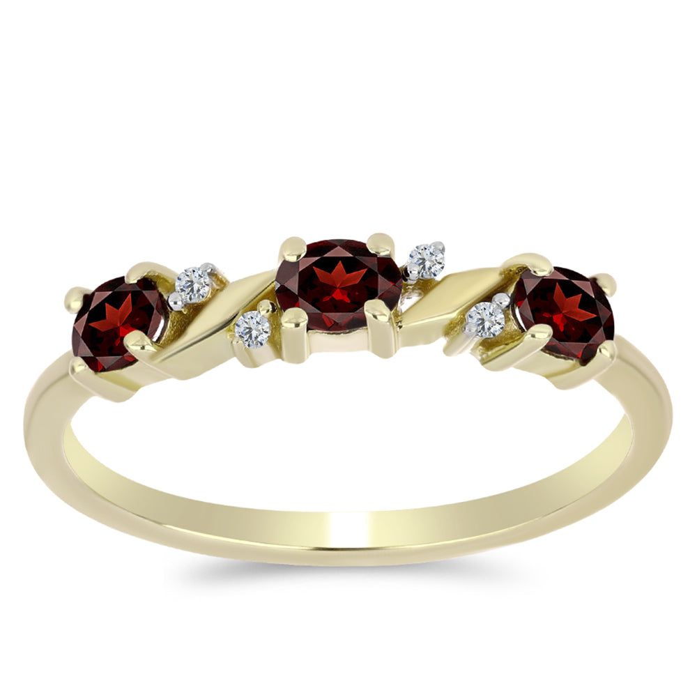 Pierścionek srebrny pozłacany z granatem i białym topazem