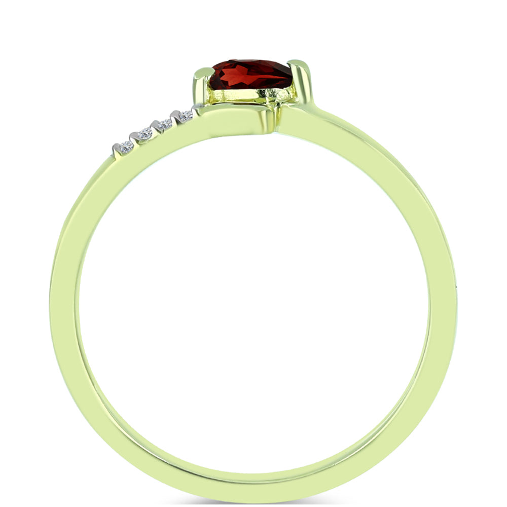 Pierścionek srebrny pozłacany z granatem i białym topazem