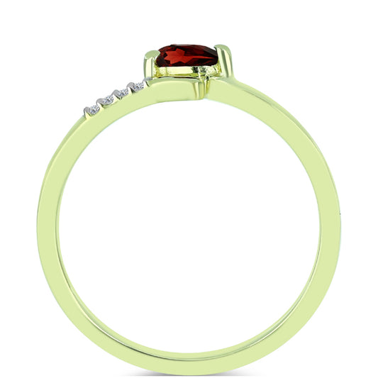 Pierścionek srebrny pozłacany z granatem i białym topazem