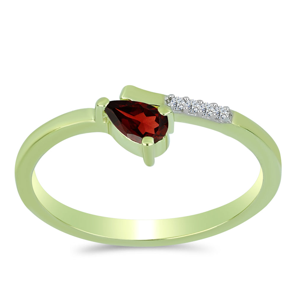 Pierścionek srebrny pozłacany z granatem i białym topazem