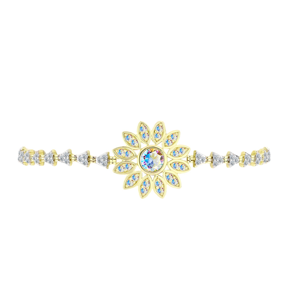 Bransoletka srebrna pozłacana z lodowym moissanitem i białym topazem 2 