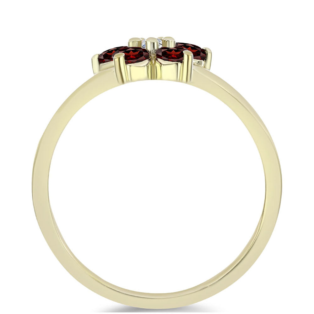 Pierścionek srebrny pozłacany z granatem i białym topazem 2 