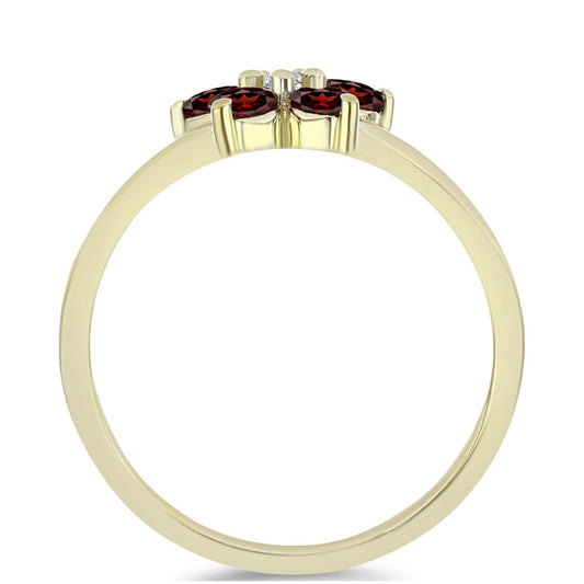 Pierścionek srebrny pozłacany z granatem i białym topazem